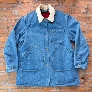 Vintage L.L.Bean denim chore jacket corduroy collar, detachable wool lining